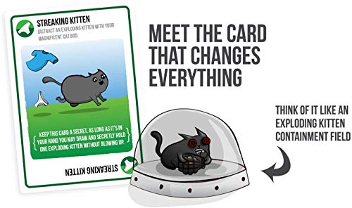 Streaking Kittens Expansion Set - A Russian Roulette Card Game for Adults, Teens & Kids, Easy Family-Friendly Party Games - 15 Card Add-on | Add sneaky strategy to Exploding Kittens! Secretly hold an Exploding Kitten in this quick-to-learn expansion. - st