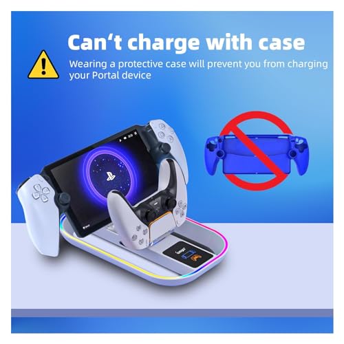 PlayStation Portal Charging Dock - Fast Charge for PS Portal Remote Player & PS5 Controller, RGB Light Effects, LED Indicator, USB-C Cable - Gaming Accessories for PlayStation Portal Setup - style: 2-in-1