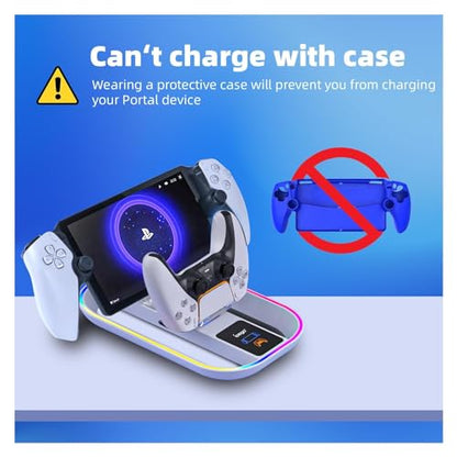PlayStation Portal Charging Dock - Fast Charge for PS Portal Remote Player & PS5 Controller, RGB Light Effects, LED Indicator, USB-C Cable - Gaming Accessories for PlayStation Portal Setup - style: 2-in-1