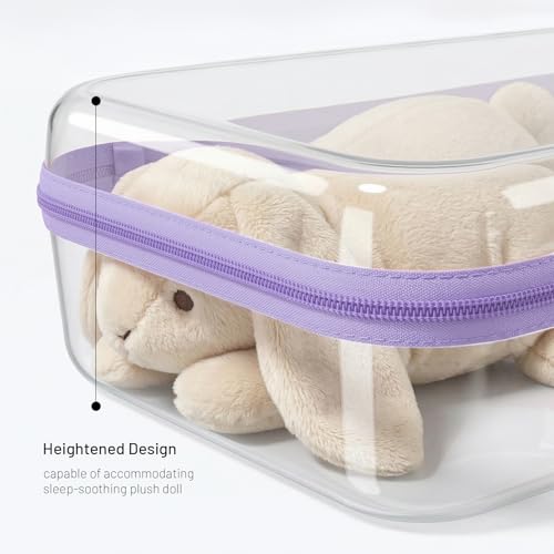 Clear Hard Shell Organizer Cases, 3 Pack with Handle | Durable PET shell with water-resistant, scratch-resistant surface for travel, toiletries, electronics and toys - color: Purple1