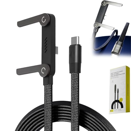 240W Super Fast Charging, Invisible Holder Charger Cable with Stand, Built-in Phone Support Fast Charging Cord, Type C Braided Design for Gaming Office Travel (C to Lignting)