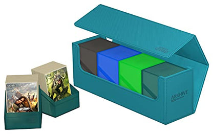 Ultimate Guard Arkhive 400+, Deck Case for 400 Double-Sleeved TCG Cards, Petrol, Compatible with Boulders, Magnetic Closure & Microfiber Inner Lining - color: Petrol, size: 400+