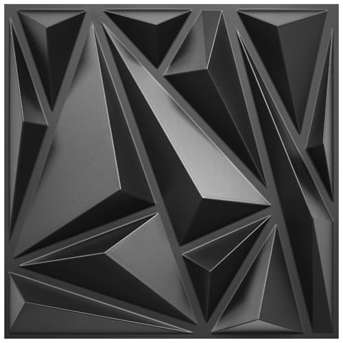 STICKGOO 33 Pack 3D Wall Panels for Interior Wall Decor 12''x12'' PVC | Black Diamond Design, Waterproof Accent Wall Panels for Bedroom, Gaming, Living Room, TV Background Decor, Cover 32.Sq.Ft - color: Black