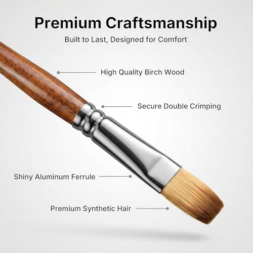 Nicpro 30pcs Paint Brush Set, Professional Acrylic Paint Brushes with Paint Spatula and Cloth Roll, Paintbrushes for Acrylic Painting, Oil, Watercolor, Gouache, Art Supplies for Artists and Beginners - color: Wood