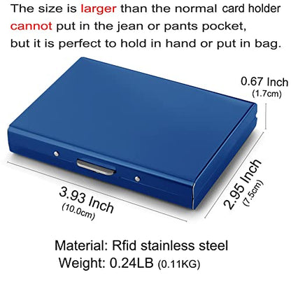 RFID Credit Card Holder Protector Metal Credit Card Wallet Business Card Holder for Men Women Gift Box Package (Blue) - color: 01 Blue