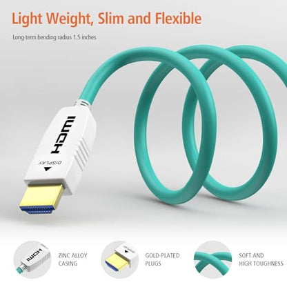 8K Fiber Optic HDMI 2.1 Cable, 48Gbps, 8K60, 4K120, HDR, eARC, 33FT | Fiber Optic Technology Reduces EMI and Signal Loss vs Copper Cables for Stable 4K@120Hz Gaming and Long-Distance 8K Video - color: A-8K Fiber Gen3/C, size: 33FT
