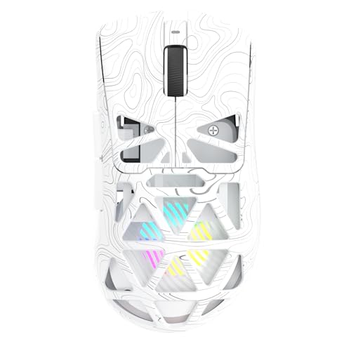 Aula SC620 Wireless Gaming Mouse, Tri-Mode 2.4GHz/USB-C/BT5.3 Computer Mouse with 12000 DPI, Programmable Macro Gamer Mouse with Rapid Fire Key, RGB Light Gaming Mice for PC/Laptop/Mac (Line White) - color: Line white