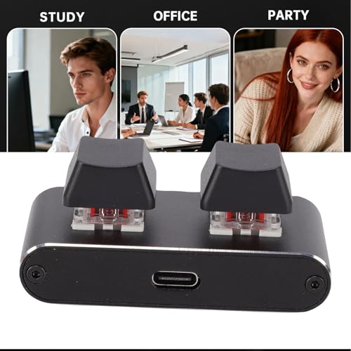 Programmable 2 Key Mechanical Keyboard, Aluminum Alloy USB Macro Keypad with Red Switches for Gaming Productivity, Custom Shortcut Keys, Hot Swappable One Handed Design