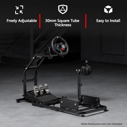 Dardoo Racing Simulator Cockpit Gaming Frame Fit for Logitech G27 G29 G920 G923,for Thrustmaster T300,for Fanatec,Adjustable Driving Steering Wheel Stand,Not Included Wheel, Pedal and Seat