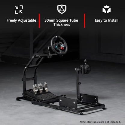 Dardoo Racing Simulator Cockpit Gaming Frame Fit for Logitech G27 G29 G920 G923,for Thrustmaster T300,for Fanatec,Adjustable Driving Steering Wheel Stand,Not Included Wheel, Pedal and Seat