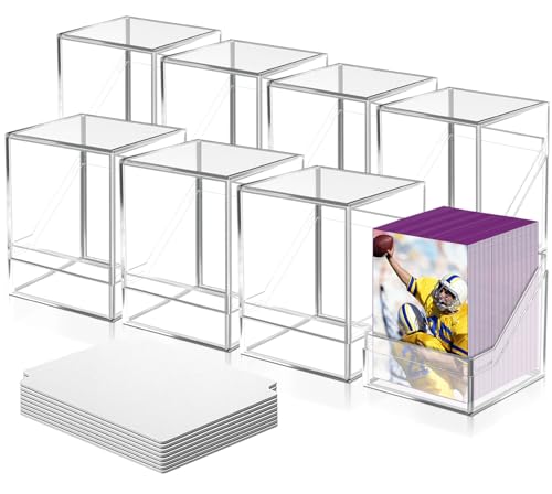 Homthy 8 Pack Card Deck Cases for Trading Cards, Acrylic Card Storage Boxes Holding 800+ Sleeved Cards with 8 Dividers, Clear Card Storage Boxes fit for MTG TCG and Sport Cards (8 Pack) - color: 8P Clear