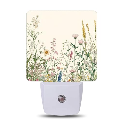 Vintage Floral Night Light,Plug Into Wall with Dusk to Dawn Sensor Wall Lamp, LED Nightlights for Bedroom, Bathroom, Kitchen, Hallway, Room Decorative for Boys Girls Women Men Gifts - color: Vintage Floral