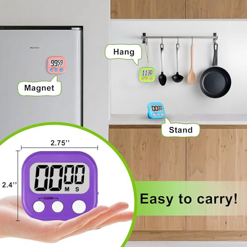 Digital Timer for Kids Teacher Supplies Classroom Timer for Study Learning Management Kitchen Work Exercise-4Pack Pink Blue Green Purple - color: Pink Blue Green Purple