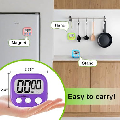 Digital Timer for Kids Teacher Supplies Classroom Timer for Study Learning Management Kitchen Work Exercise-4Pack Blue Green Yellow Purple - color: Blue Green Yellow Purple