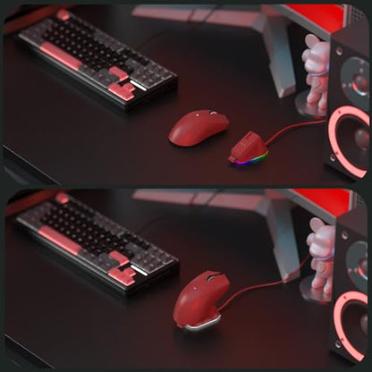 ATTACK SHARK X11 59g Lightweight Wireless Gaming Mouse with RGB Magnetic Charging Dock,PixArt PAW3311,Tri-Mode-BT/2.4G Wireless/Wired Mouse,22000 DPI,5 Programmable Buttons for Pc/Mac(Red) - color: red