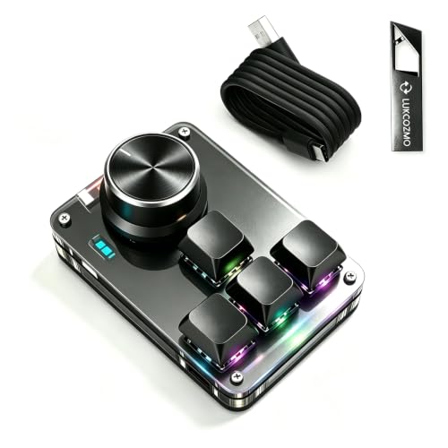 LUKCOZMO Macro Pad Programmable Custom 4-Key Mini Mechanical Gaming One Handed Keyboard BT RGB OSU Multifunctional Knob Type C Update Software in USB Drive(Upgraded Wireless Model with RGB Lights) - color: Upgraded Wireless model with RGB lights