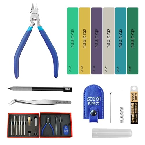 stedi Model Tools Kit for Professionals 14 PCS, Modeler Professional Tools Kit Craft Set Hobby Making Tools for Gundam, Miniature Military Model, 3D Resin Parts - style: Professional Nippers Kit