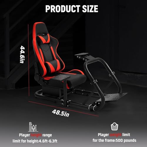 Dardoo G29 Racing Simulator Cockpit with Seat Fit for Thrustmaster T300RS, for Logitech G25 G27 G920 G923, for Fanatec, Ultra-Sturdy Alloy Steel Steering Wheel Stand,Without Wheel,Pedal & Handbrake