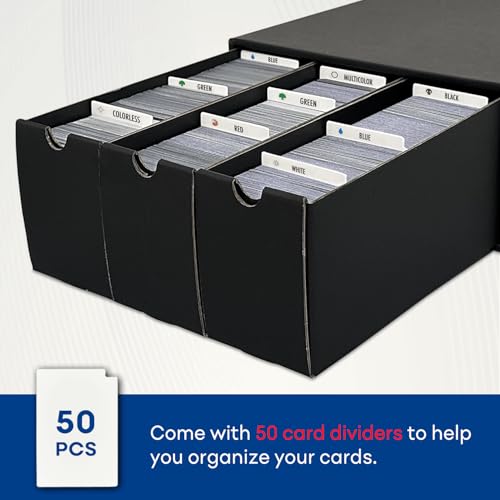 Trading Card Storage Box, Collector Cardboard Card Box with 50 Dividers for MTG TCG Magic Baseball Sports Cards Collection, 12 Drawers