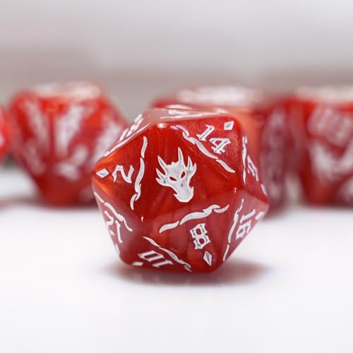 generic dice Set for Dungeon and Dragons D&D MTG 7-Die RPG Polyhedral Dice，D20 D12 D10 D8 D6 D4 D% (Red) - color: Red