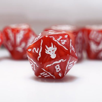 generic dice Set for Dungeon and Dragons D&D MTG 7-Die RPG Polyhedral Dice，D20 D12 D10 D8 D6 D4 D% (Red) - color: Red