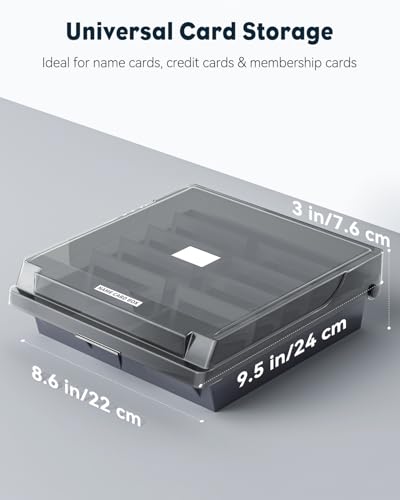 Uniclife Business Card Organizer with Lid & Dividers, 1000-Card Capacity | Desktop business card holder and name card storage box with A-Z index tabs for neat sorting, quick viewing and easy access - size: Large