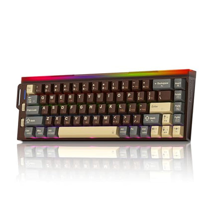 Redragon K752 Wireless Mechanical Keyboard, 60% Gasket Mount Gaming Keyboard with RGB Backlit, Creamy Sound, Tri-Mode 2.4GHz/BT5.0, Hot-Swappable, PBT Keycaps for PC/Mac Gamer