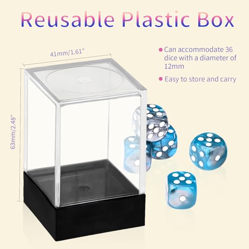 36 Pieces 12mm 6 Sided Mini Dice Set,Two Colours D6 Game Dice Set,6 Sided Standard Game Dice for Board Games Dice Games Classroom Teaching Dices Game,with Portable Gaming Box(Blue & Silver) - color: D6-blue & Silver