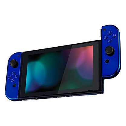 eXtremeRate DIY Replacement Shell Buttons for Nintendo Switch & Switch OLED, Chrome Blue Custom Housing Case with Full Set Button for Joycon Handheld Controller - Console Shell NOT Included - color: Chrome Blue