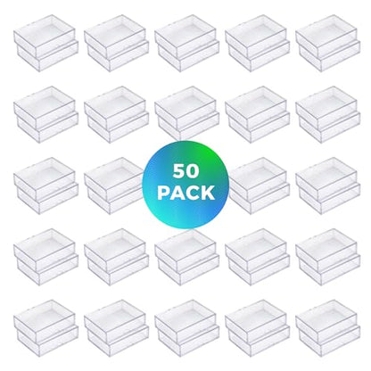50 Pack Clear Acrylic Card Storage Boxes with Lids – 3 1/2" L x 2 1/2" W x 1/2" H Baseball Card Storage Box, Sports Card Boxes and Magic Card Storage Box – Made in USA - size: 3 1/2" L x 2 1/2" W x 1/2" H, style: 50.0