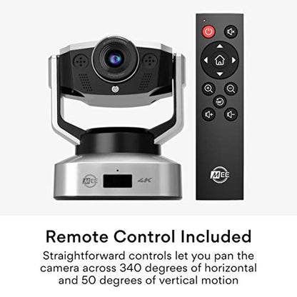 MEE audio C20PTZ 4K PTZ Webcam with 5X Digital Zoom & Remote Control; USB Ultra HD Pan-Tilt-Zoom Web Camera with Dual ANC Stereo Microphones for Streaming, Conferencing via Zoom/Skype on Mac Desktop - style: 4K Pan + Tilt + Zoom