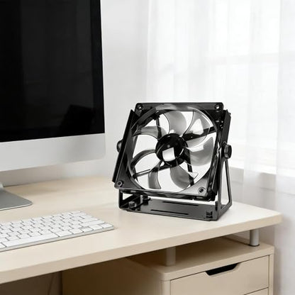 Computer Fan Stand - 120mm 140mm PC Fan Desk Stand, Heavy Duty Metal Adjustable Mount with 360° Rotation, Desktop Cooling Stand for PC, Router & Electronics (Fan Not Included)
