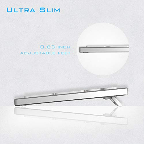 POWZAN Aluminum Quiet Wired Keyboard Backlit- Slim Chiclet Key Compatible with Apple iMac, MacBook, Mac and PC, USB Keyboard Numeric Keypad RGB Lighted Key - Silver White - color: KB770-Silver White