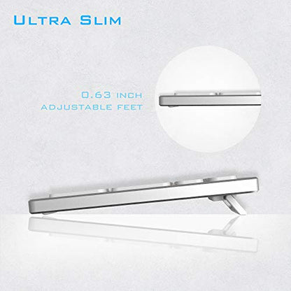 POWZAN Aluminum Quiet Wired Keyboard Backlit- Slim Chiclet Key Compatible with Apple iMac, MacBook, Mac and PC, USB Keyboard Numeric Keypad RGB Lighted Key - Silver White - color: KB770-Silver White