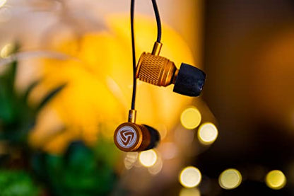 LUDOS Ultra Wired Earbuds in-Ear Headphones, 5 Years Warranty, Earphones with Microphone, Noise Isolating Ear Buds, Memory Foam for iPhone, Samsung, School Students, Kids, Women, Small Ears - Gold - color: Gold, style: 3.5 mm
