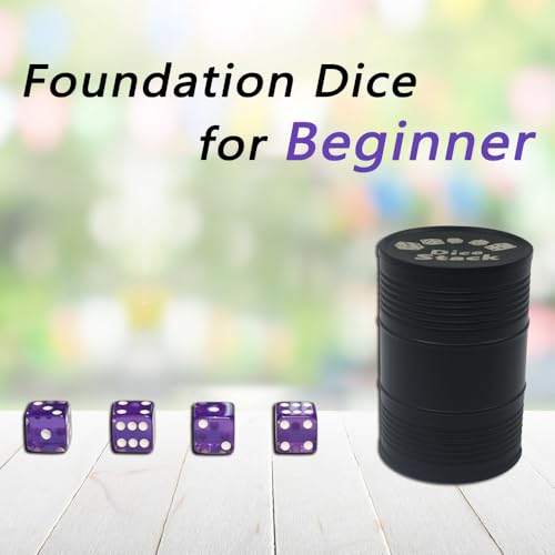 Graduation Gift Dice Stacking Cup Set with 4 Pcs 19mm Purple and 5 Pcs 18mm Green Standard 6 Sided Dices Straight Dice Cup with Storage Bag Dice Cup Shaker with Magic Tricks Instruction Black