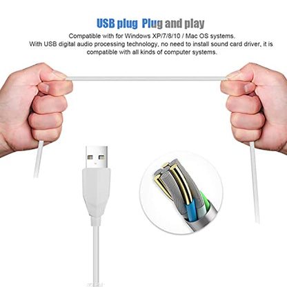 USB Desktop Microphone, Pc Laptop Mic 360° Adjustable Position Gooseneck Style with Touch Switch for Recording for Gaming Streaming(White)