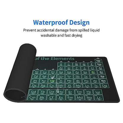 Periodic Mouse Pad XL Extended Desk Mat, Computer Mousepad | Periodic Table Of The Elements Non Slip Rubber, Base Stitched Edge, Gaming Pc Large Mice Pad 31.5 x 11.8 Inch - color: Periodic Table of the Elements