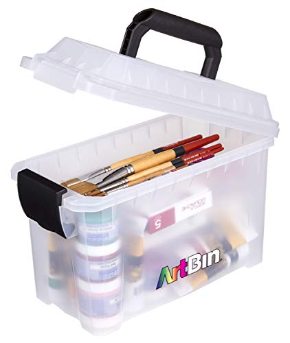 ArtBin 6815AG Mini Sidekick Carrying Case, Portable Art & Craft Organizer with Handle, [1] Plastic Storage Case, Clear - size: Mini