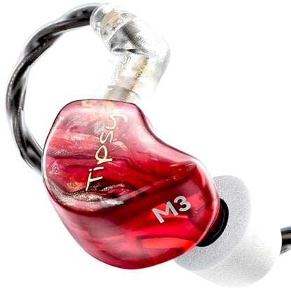 Tipsy M3 Professional IEM for Musicians, 2BA + 1DD Drivers, 36dB PNC, IPX5, Acoustic-Runway™ Technology, Skin-Friendly Resin, Detachable 0.78mm 2-pin Cable(No Mic, Red) - color: C-Red