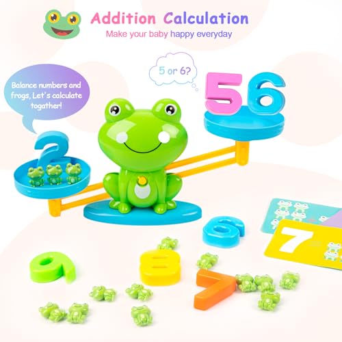 Frog Balance Counting Toys, Cool Math Learning Games for Boys and Girls, Educational Number Preschool Toy, Fun Children's Gift STEM Math Games for Kids Age 3+ (63 PCS) - style: Frog