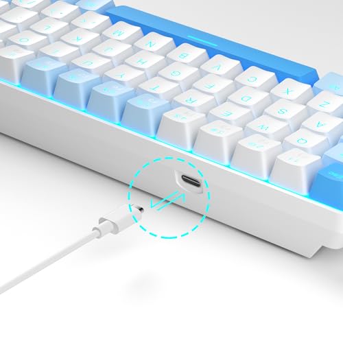 MageGee Portable 60% Mechanical Gaming Keyboard, MK-Box LED Backlit Compact 68 Keys Mini Wired Office Keyboard with Red Switch for Windows Laptop PC Mac - Sky Blue - color: Sky Blue/Red Switch