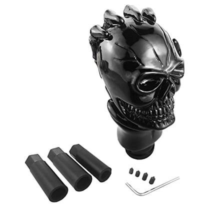Skull Car Shift Knob Manual Gear Lever Stick Shifter Handle | Weighted Resin Skull Head Gear Shift Grip, Hot Rod Style Racing Modification Fit Most Manual Transmission Vehicles, Black - color: Black