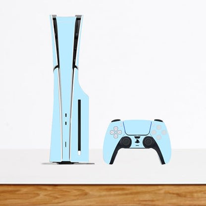 Solid Color Skin Wrap Compatible with PS5 Slim Disc Edition (Light Blue) | Console Cover Protective Sticker, Game Controller Vinyl Wrap - color: Light Blue