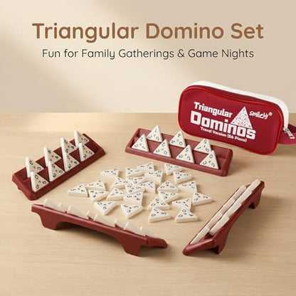 Smilejoy Triangle Domino,Triangular Domino Tiles with Brass Spinners Tabletop Game for Kids Ages 7 and Up, 56 Tiles, Classical Board Game, mathing Skill Trainning (2-4 Players)