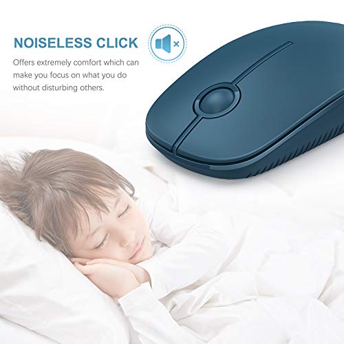 VssoPlor Wireless Mouse, 2.4G Slim Computer Laptop Mouse, Sapphire Blue | Portable Mouse, Plug & Play USB Nano Receiver, Quiet Silent Optical Mice for Notebook, PC, Laptop, Computer, Windows, Mac - color: Sapphire Blue
