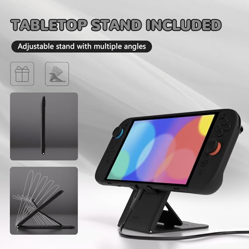 PlayVital Protective Case for Nintendo Switch 2 with Extra Stand & Thumb Grip Caps | Split Design, Dockable Hard Shell Cover for Nintendo Switch 2 | Solid Color Series, Black - color: Black