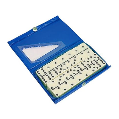 Double Six Dominoes Set, 28 Tiles with Storage Case, Classic Table Game for Kids and Adults, Blue - color: Blue