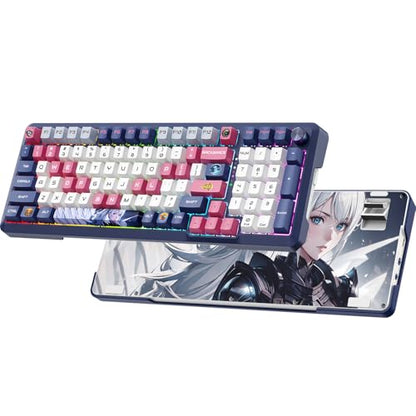 RisoPhy Wireless Mechanical Keyboard, 98 Keys RGB Gasket 2.4GHz/Wired/Bluetooth Keyboard with Custom Hi-Fi Linear Switch, Hot-Swap Socket GamingKeyboard, PBT Keycaps/Knob Control ComputerKeyboard
