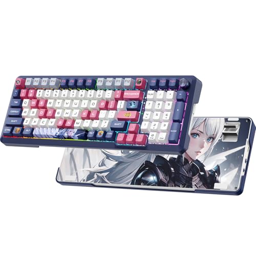 RisoPhy Wireless Mechanical Keyboard, 98 Keys RGB Gasket 2.4GHz/Wired/Bluetooth Keyboard with Custom Hi-Fi Linear Switch, Hot-Swap Socket GamingKeyboard, PBT Keycaps/Knob Control ComputerKeyboard